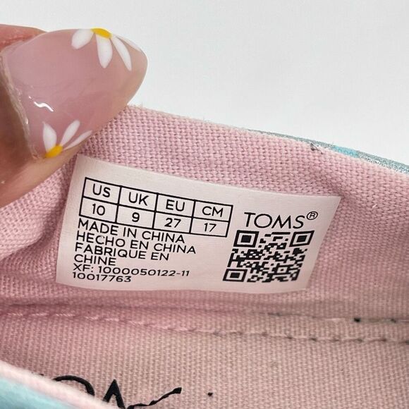 TOMS Kids Alpargata Weather Slip-On Shoes – Blue Rainbow Print – Size 10 - Picture 12 of 13